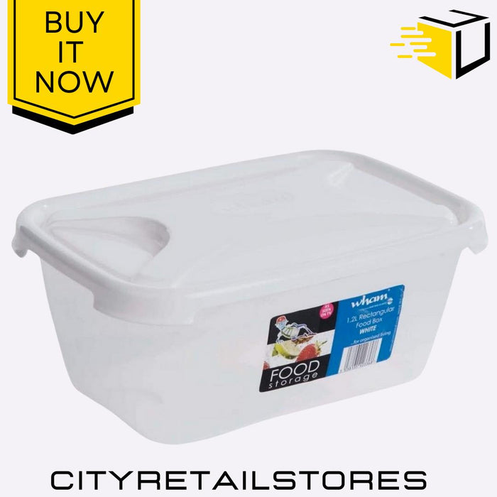 1.2L Rect Food Storage Box with Lid Clear/Ice White 19x14x8cm Wham Cuisine