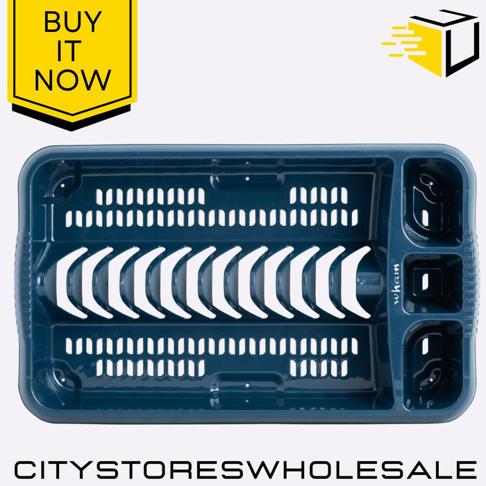 Medium Dish Drainer Navy Blue Stylish Kitchen Sink Organizer Wham Casa