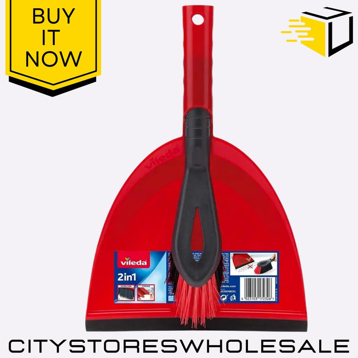 Dust Pan & Brush Set Ergonomic Cleaning Combo, Durable, Easy To Use Vileda