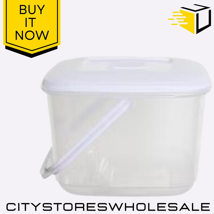 6L Food Storage Container With Handle Durable Kitchen Storage Box Whitefurze