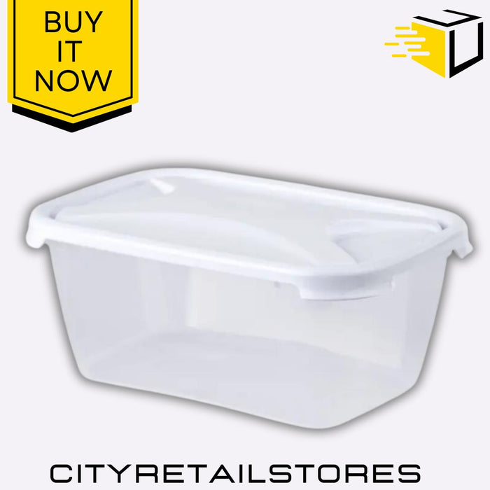 2L Rect Food Box & Lid Clear Ice White Storage 22.5x16x10cm Wham Cuisine