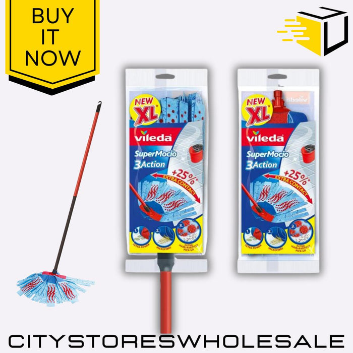 SuperMocio Mop With Extra Refill Deep Clean Easy Wring Durable Cleaning Vileda