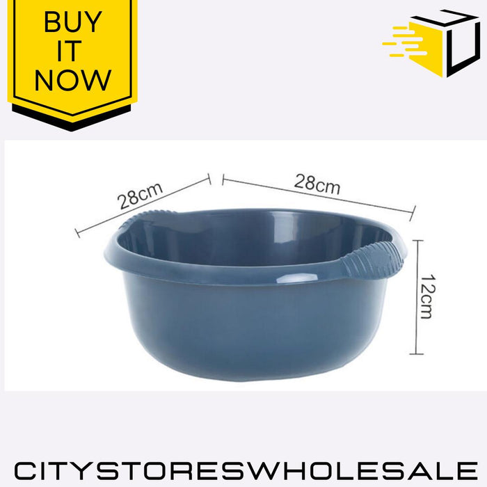 28cm Round Bowl Navy Plastic Durable Lightweight Washing Up Home Wham Casa