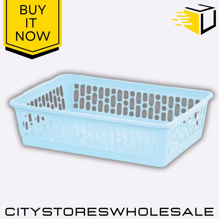 Small Handy Basket Cool Blue Durable Storage Organizer 25x16x6cm Wham