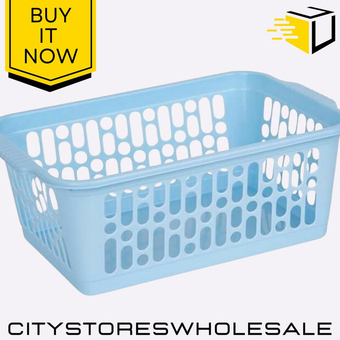 Single Medium Handy Basket Cool Blue 29.5x19.5x10.5cm Durable Storage Box Wham