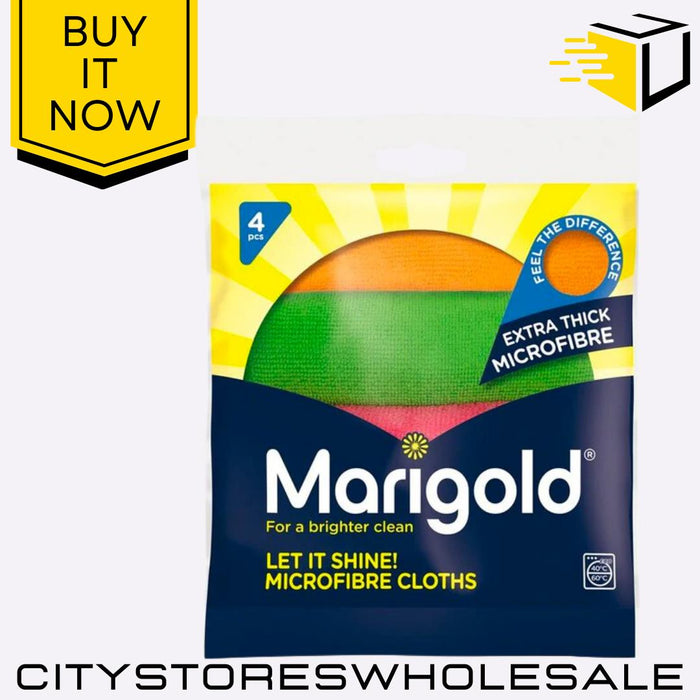 Let It Shine Microfibre Cloths Premium Cleaning Towels, Shine 4 Pack Marigold