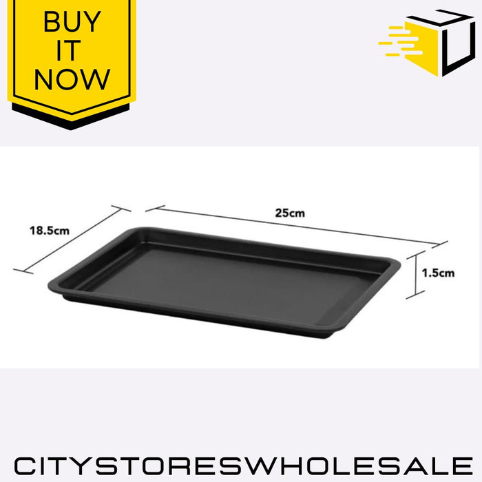 Black Mini Oven Tray 18.5 x 25 x 1.5 cm Durable Non-Stick Baking Wham Essentials