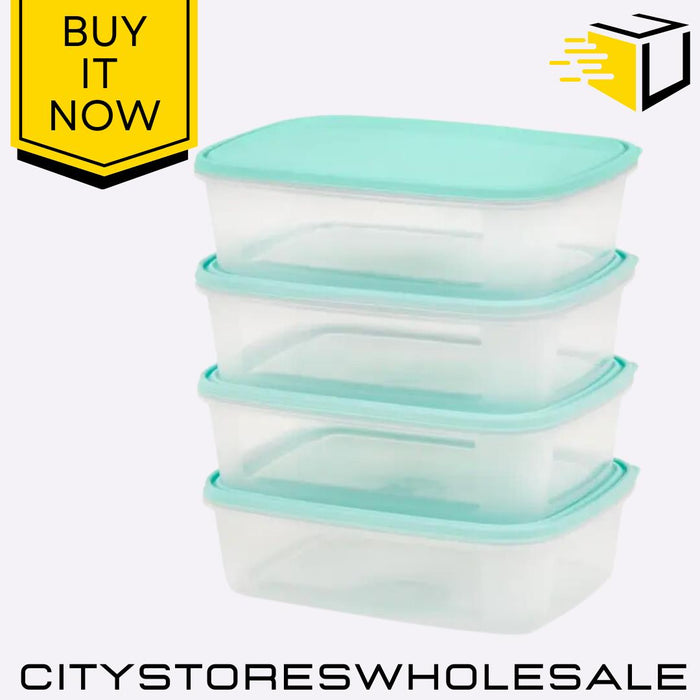 Set of 4 Food Boxes 1L Clear Assorted Storage Containers 19x14x5cm Wham Everyday