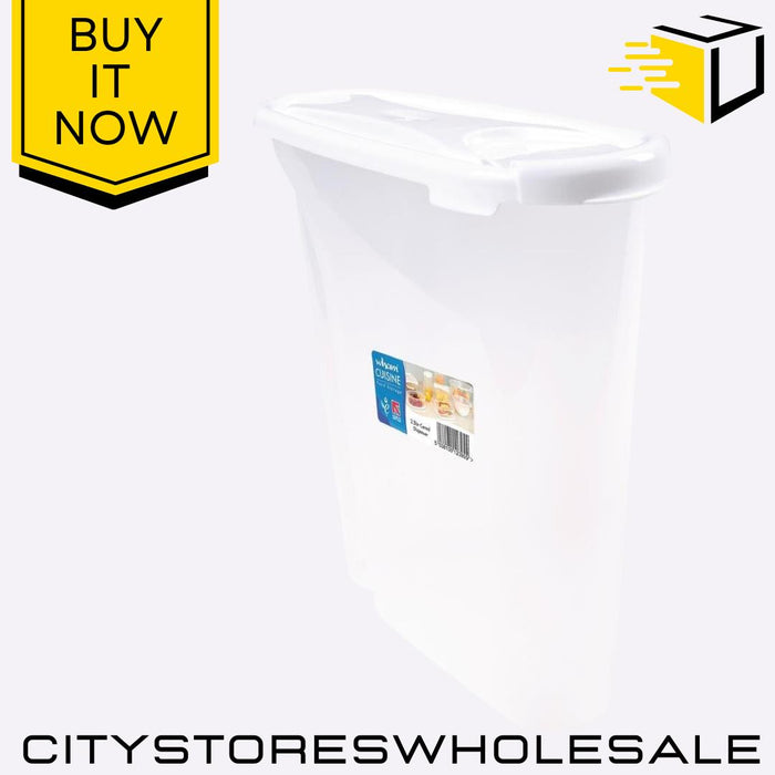 5L Cereal Dispenser Container Clear Ice White 28.5x12.5x30.5cm Wham Cuisine