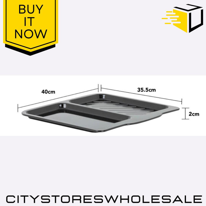 Dual Oven Tray Non-Stick Baking Roasting Tray 0.6mm Durable Black Wham Enamel