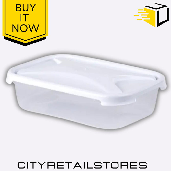 800ml Rect Food Box Lid Clear Ice White Storage Container 19x14x5cm Wham Cuisine