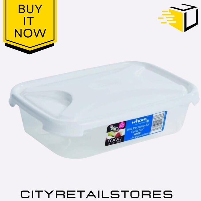 800ml Rect Food Box Lid Clear Ice White Storage Container 19x14x5cm Wham Cuisine