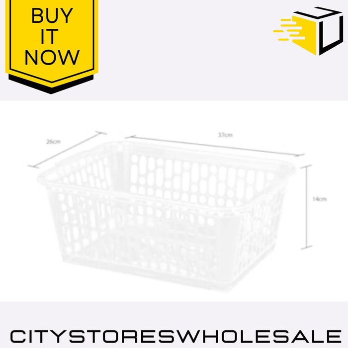Clear Large Handy Basket Durable Storage Organiser Box 37x26x14cm Wham