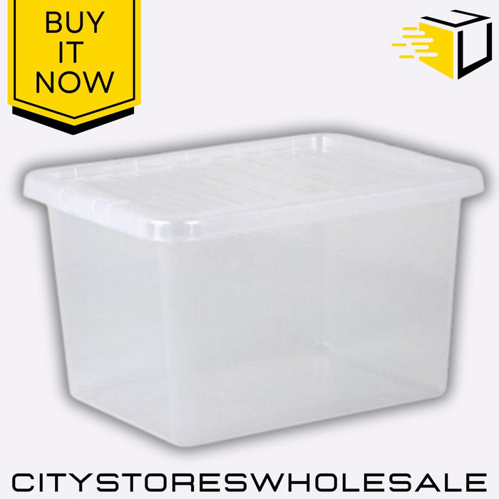 Clear Plastic Storage Box with Lid 25L Durable 42x32.5x25cm Wham Crystal