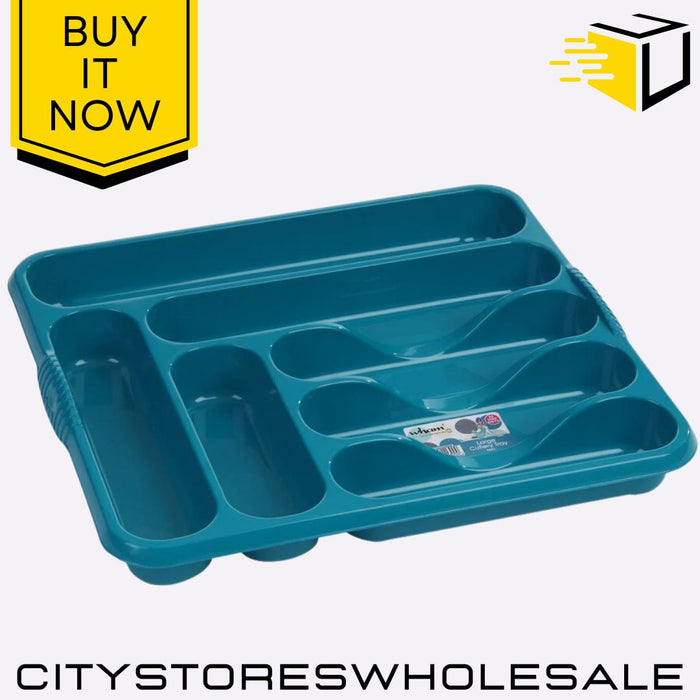 Large Cutlery Tray Midnight Navy Organiser Storage Box For Kitchen Wham Casa