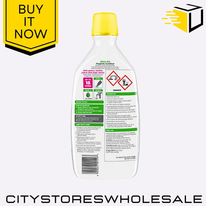 300ml Plughole Sanitiser Gel Kills Odours & Bacteria Fast Drain Clean Buster