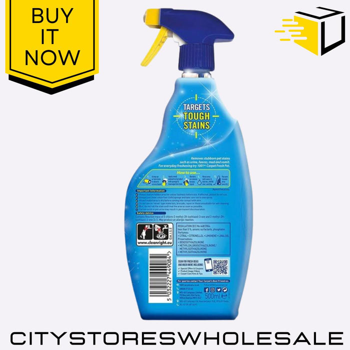 1001 Pet Stain Remover Trigger Spray Odour Eliminator For Carpets 500ml