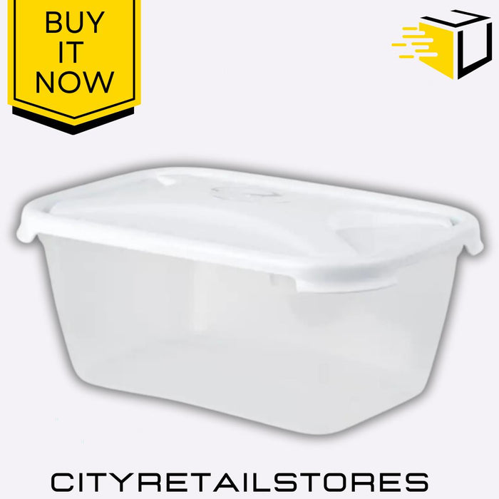 3.6L Food Storage Box & Lid Clear Ice White 26.5x18.5x11cm Wham Cuisine