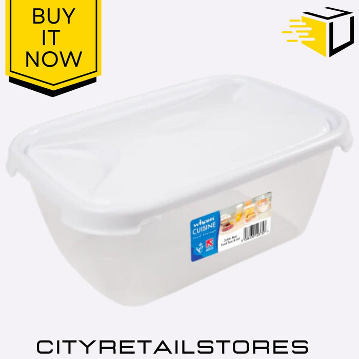 3.6L Food Storage Box & Lid Clear Ice White 26.5x18.5x11cm Wham Cuisine