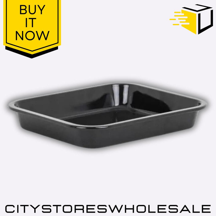Enamel 30cm Black Roaster 0.6mm Durable Oven Dish Bakeware Cooking Tray Wham