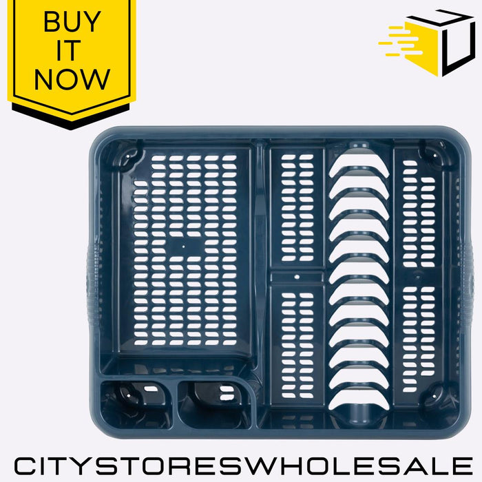Large Dish Drainer Navy Blue Durable, Space-Saving Kitchen Organizer Wham Casa