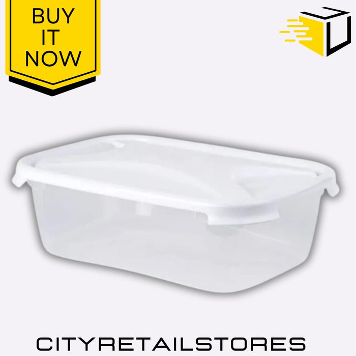 4.5L Food Storage Box & Lid Clear Ice White 32x22x10cm Wham Cuisine
