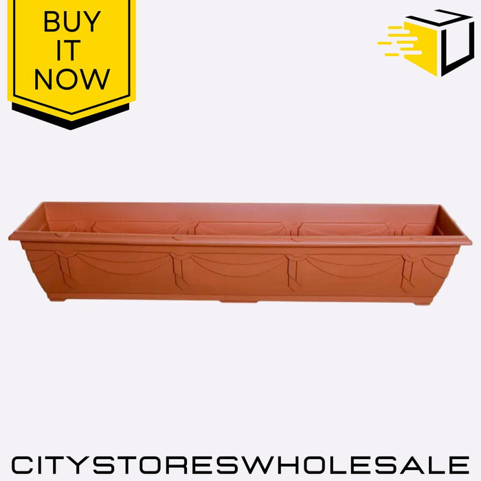90cm Venetian Window Box Planter Teracotta Durable Outdoor Garden Whitefurze