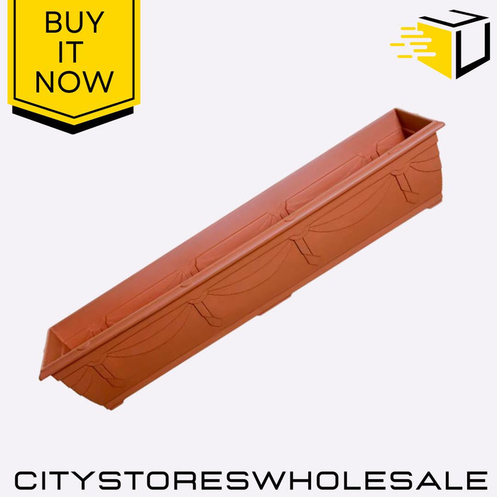 90cm Venetian Window Box Planter Teracotta Durable Outdoor Garden Whitefurze