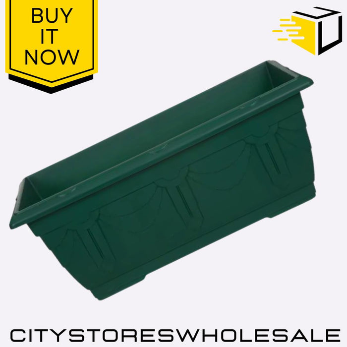 60cm Venetian Window Box Planter Forest Green Durable Plastic Flower Whitefurze