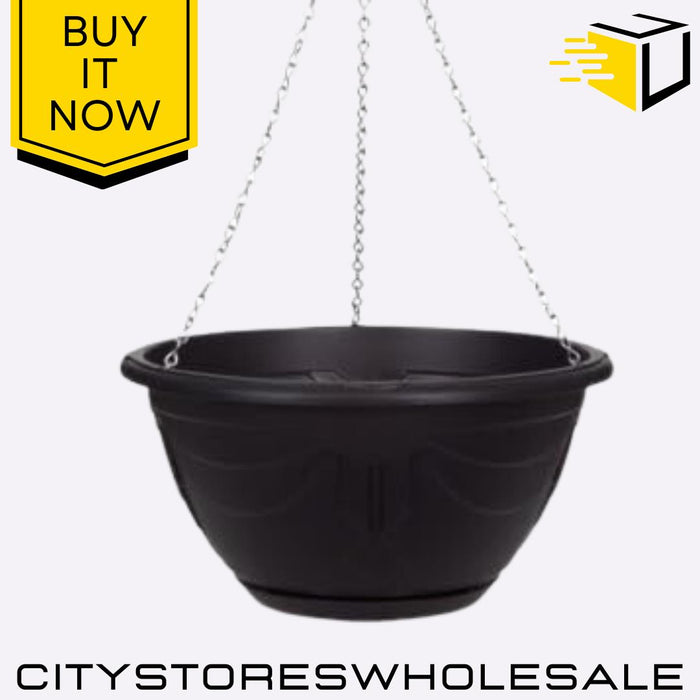 Venetian 32cm Hanging Basket Planter Black Durable & Stylish Whitefurze