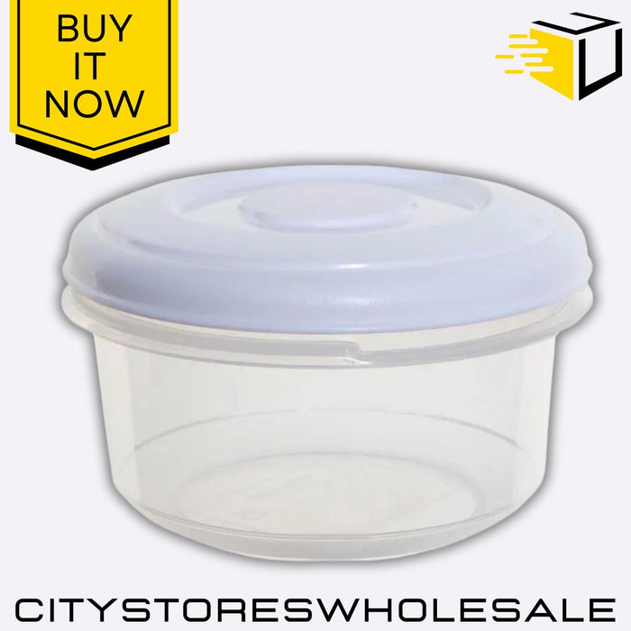0.5L Round Food Box White Airtight Seal Storage Durable BPA-Free Whitefurze