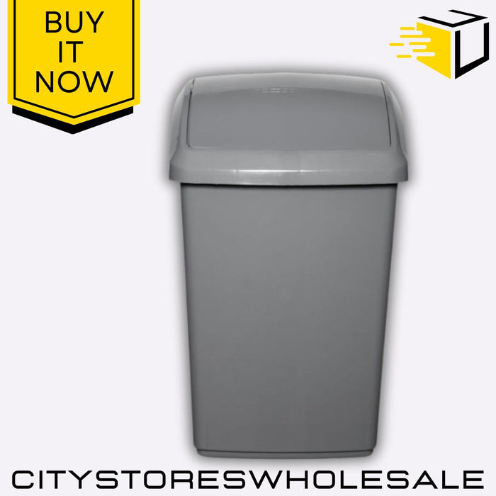10L Silver Swing Top Bin Durable Kitchen Waste Rubbish Recycling Bin Whitefurze