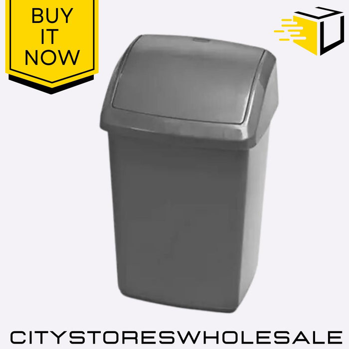 10L Silver Swing Top Bin Durable Kitchen Waste Rubbish Recycling Bin Whitefurze
