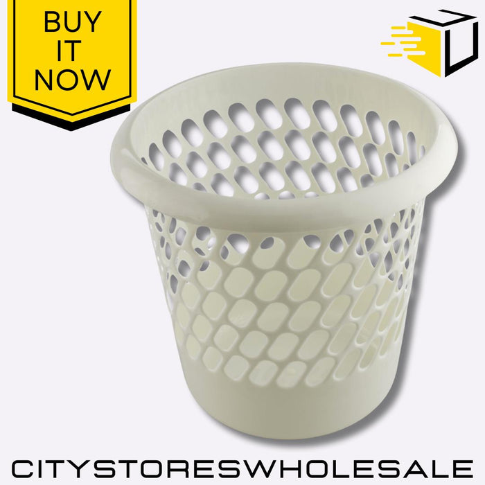 Cream Waste Paper Basket Durable Lightweight Stylish Bin For Home Whitefurze