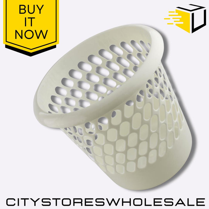 Cream Waste Paper Basket Durable Lightweight Stylish Bin For Home Whitefurze