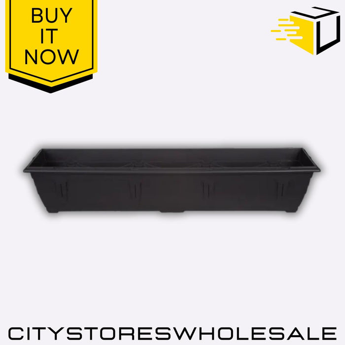90cm Venetian Window Box Planter Black Durable Outdoor Garden Whitefurze