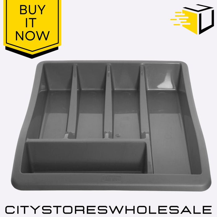 Silver Cutlery Tray Durable Kitchen Drawer Organizer Storage Divide Whitefurze