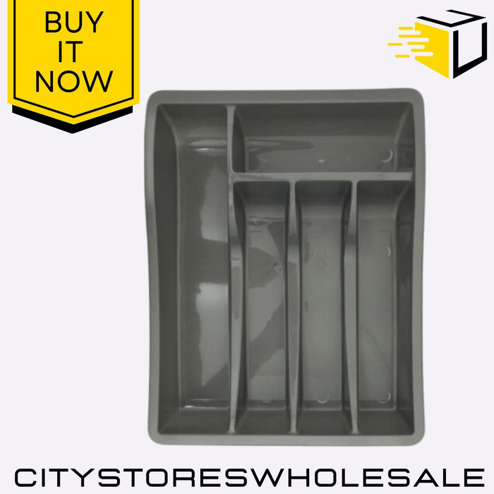 Silver Cutlery Tray Durable Kitchen Drawer Organizer Storage Divide Whitefurze