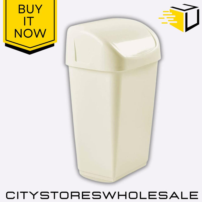 10L Cream Swing Top Bin Durable Kitchen Waste Rubbish Recycling Bin Whitefurze