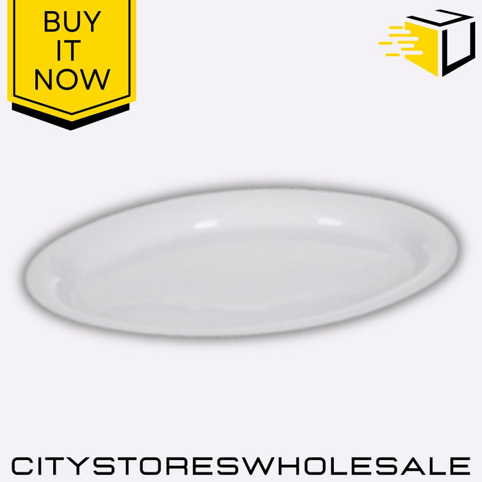 White Plastic Oval Platter 42cm Durable Lightweight Serving Dish Tray Whitefurze