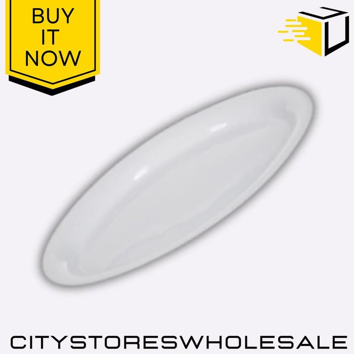 White Plastic Oval Platter 42cm Durable Lightweight Serving Dish Tray Whitefurze