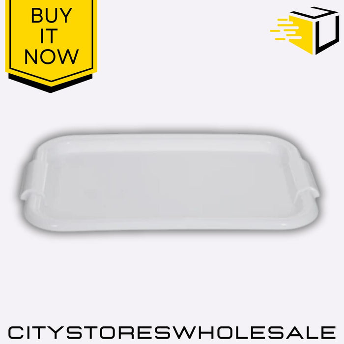 Rectangular White Tray 49cm Multipurpose Durable Food Safe Plastic Whitefurze