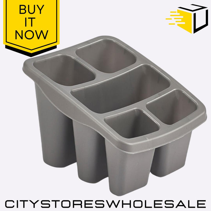 Cutlery Drainer Silver Stylish Practical Sink Storage Kitchen Utensil Whitefurze