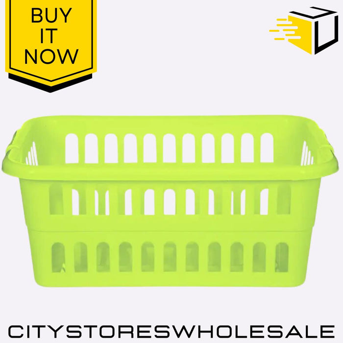 59cm Rectangular Laundry Basket Green Durable Lightweight Laundry Bin Whitefurze