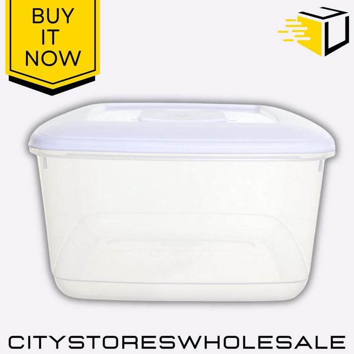 Rectangular Food Storage Container Airtight, Stackable, Durable 10L Whitefurze
