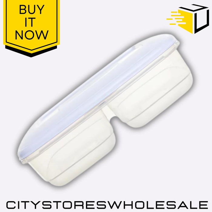 2.5L Twin Food Storage Box Durable BPA-Free Airtight Container White Whitefurze