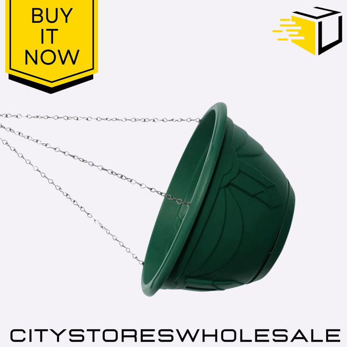 Venetian 32cm Hanging Basket Planter Forest Green Durable & Stylish Whitefurze