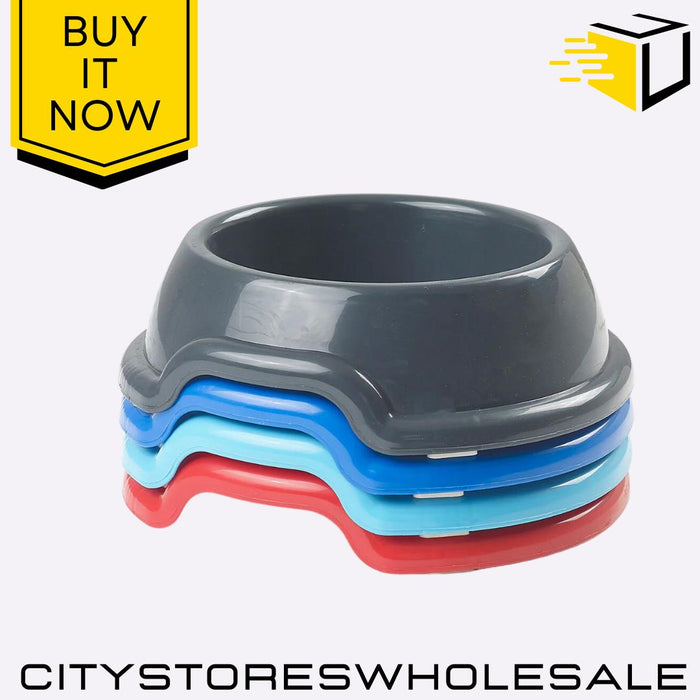 15cm Pet Bowl Round Durable Assorted Colours Feeding Dish Cats & Dog Whitefurze