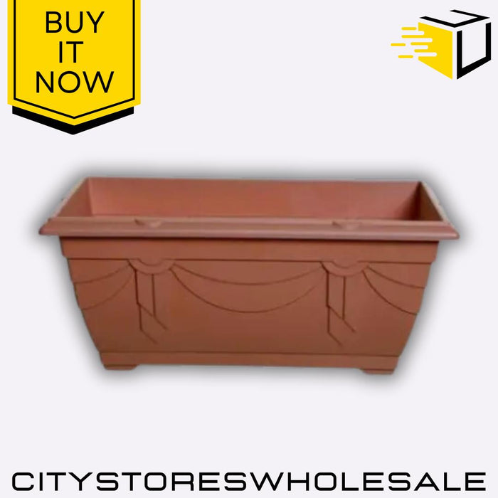 60cm Venetian Window Box Planter Terracotta Durable Plastic Flower Whitefurze
