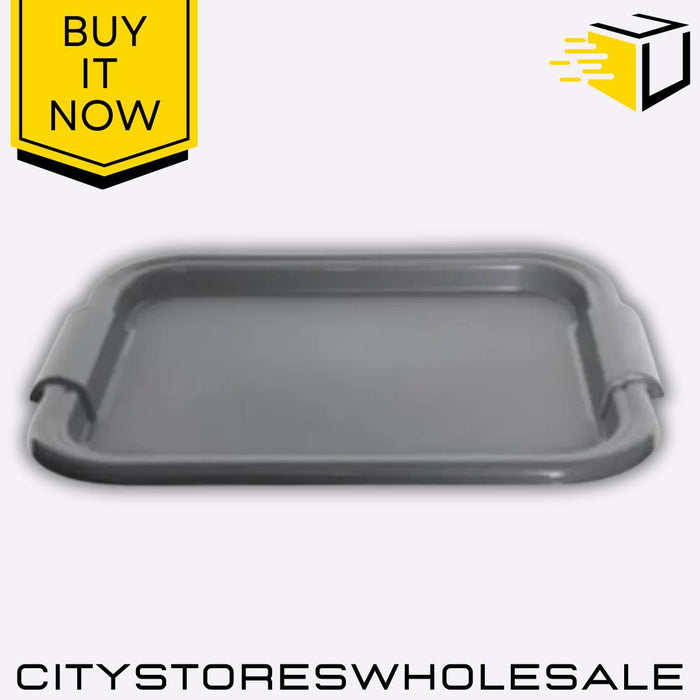 Rectangular Silver Tray 49cm Multipurpose Durable Food Safe Plastic Whitefurze